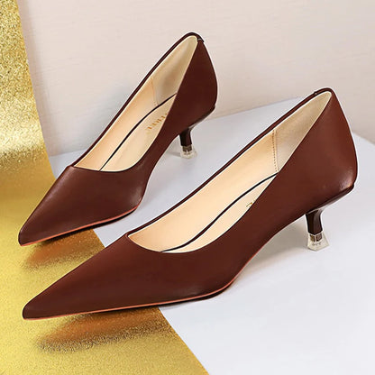 BIGTREE Shoes Women 4.5 Cm Heels Pointed Toe Woman Pumps Fashion Kitten Heels Large Size 34-43 Sexy Mid Heeled Female Shoes 2026