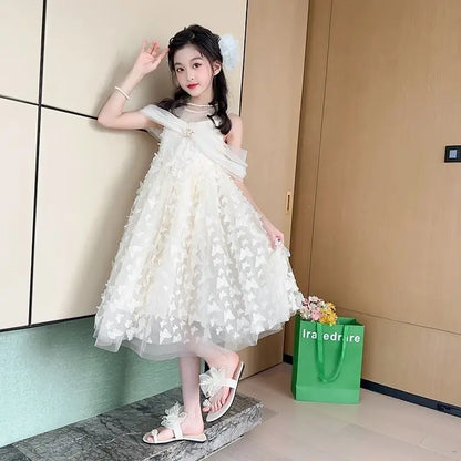 Summer Butterfly Dress Princess Skirt 2025 Girl Clothes 7 8 Years Holiday Girls 3-year-old Dresses Kids Children Girls' Luxury 4