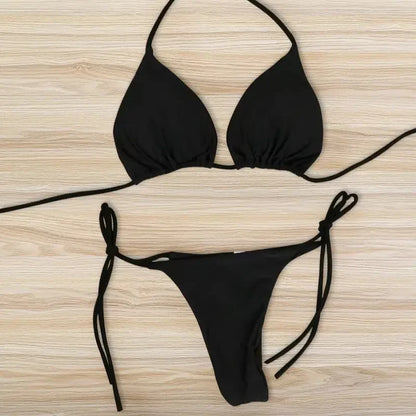 Neck Strap Bikini European and American Sexy Swimsuit WOMEN'S Split Strap Adjustable Multicolor SWIMSUIT SET