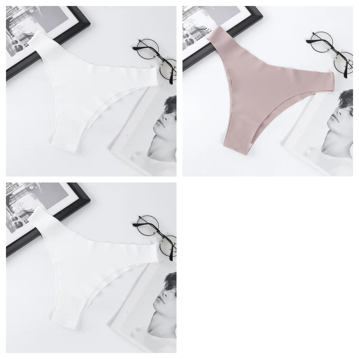 3Pcs/Set Women Ice Silk Panties V-Waist Low Rise Briefs Seamless Underwear Female Quick-Drying Underpants Sexy Lingerie S-L