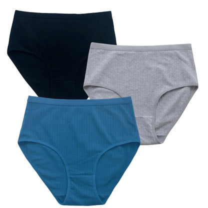 3Pcs/Set Women High Waist Panties Cotton Briefs Tummy Control Underwear Sexy Lingerie Breathable Full-Coverage Underpants S-XXL