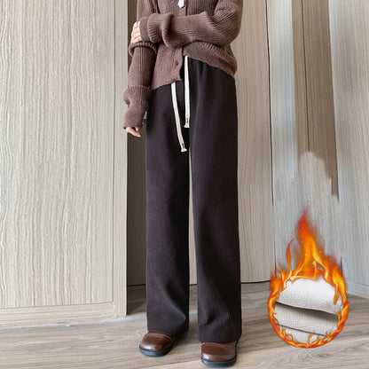 Women Long Pants Spring Autumn Women Elastic Waist Straight Long Wide Leg Pants Casual Female Long Pants Trousers