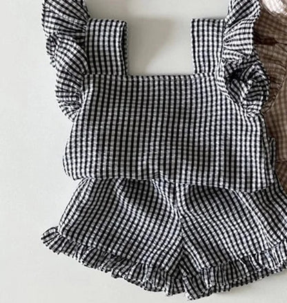 MILANCEL 2026 Summer Baby Clothing Set Toddler Ruffle Tee and Shorts 2Pcs Girls Suits Ruffle Tee Set