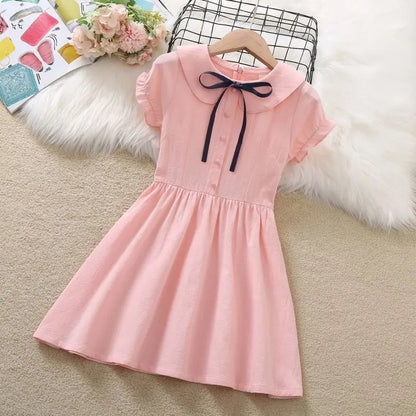 2026 new teenager Summer Kids girls bow Fold Dresses Formal Princess Children braces maid skirt party 4 8 9 5 6 10 12 13 Years