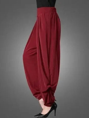 Summer New plus Size Lantern Pants Elastic Waist Casual Dance Mosquito Proof Long Trousers for plus Size Women High Waist Lon...