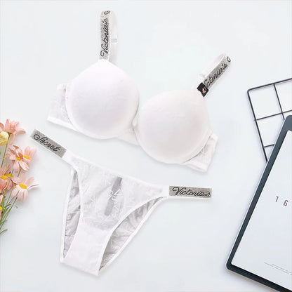Victoria's Secret Classic Padded Adjustable push up Lingerie Underwear Set Bras and Panty Set Women's New Sexy Lingerie Sporty