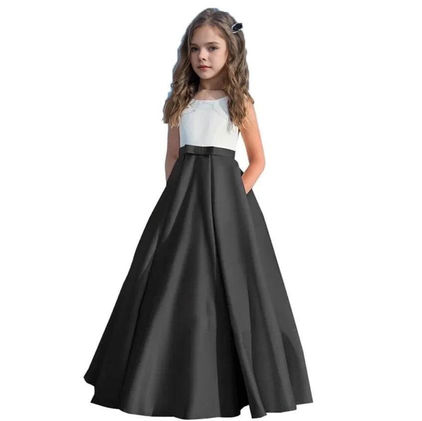 Girl Dresses For Weddings Backless Summer Dress Long Pageant Gown With Bow Kids Evening Prom Girls Party Dresses First Communion