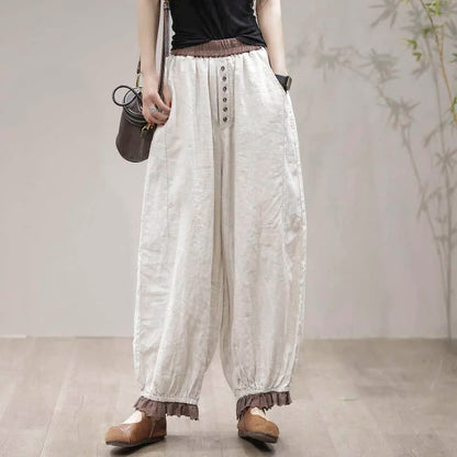 Cotton Linen Pants Women Lantern Pants Vintage Harajuku Korean Fashion Elastic Waist Trousers Women Loose Casual Gothic Clothes