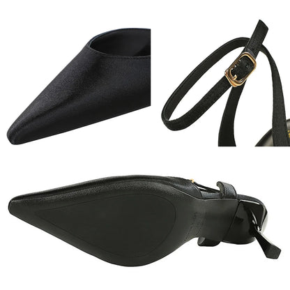 BIGTREE Shoes Silks Satins Heeled Sandals Women Shoes Sexy Party Shoes Women Pumps Buckle High Heels Summer Shoes Plus Size 43