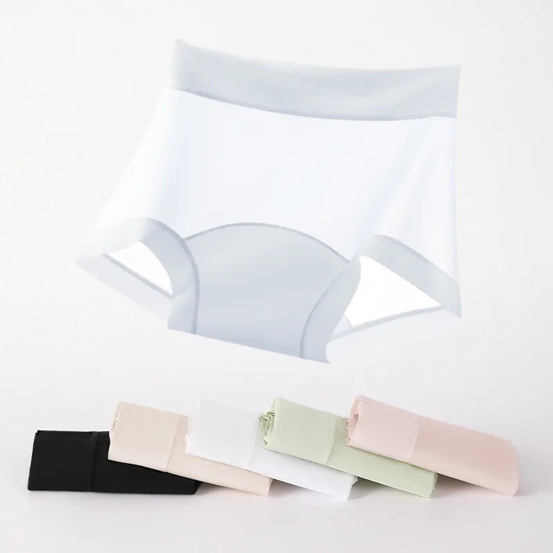 Soft Sexy Breathable Women's Panties Comfortable No Trace Thin Underwear Ice Silk Underwear High Waist Boxer Pants Intimates