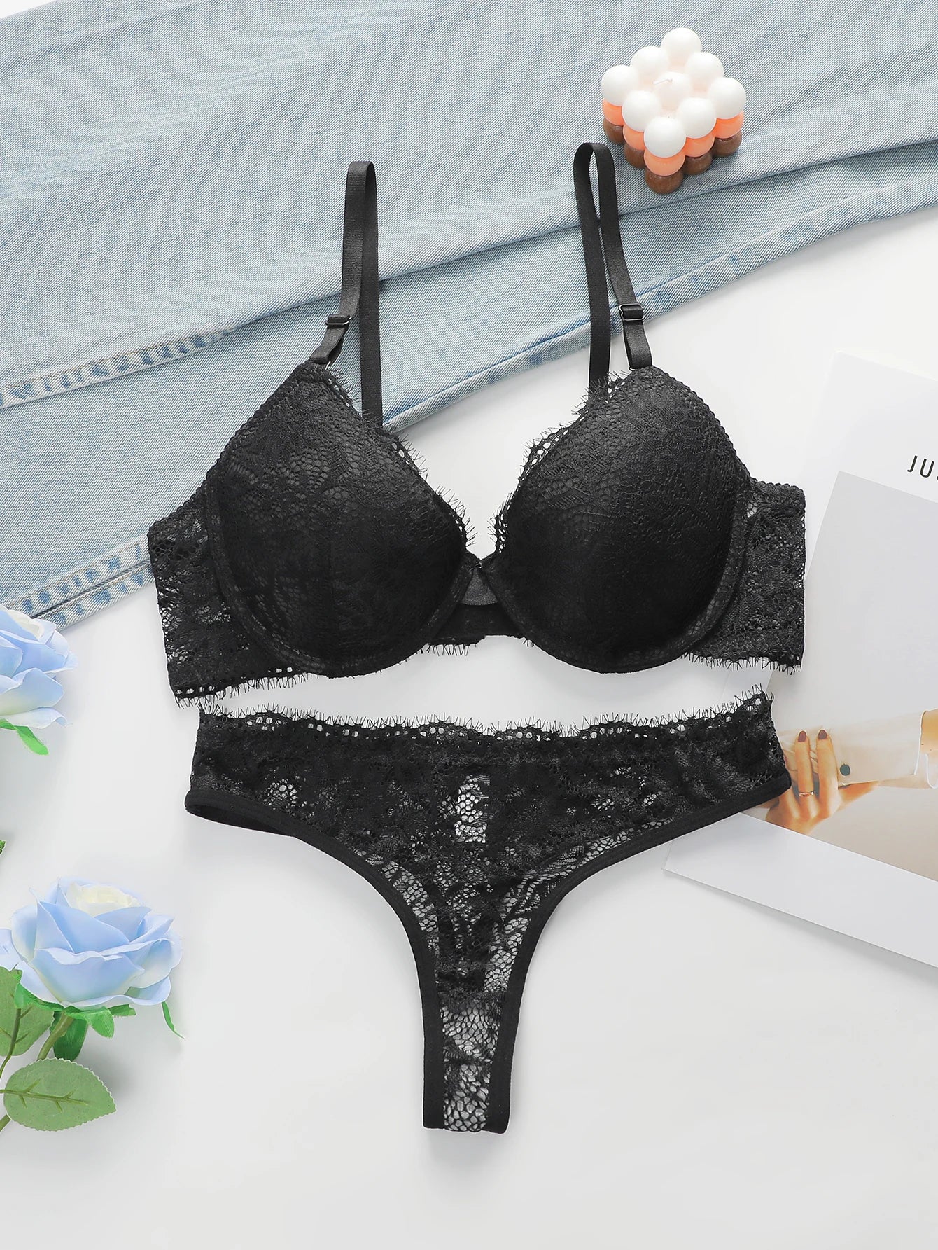 High Quality Simple And Sexy Lace Women's Push Up Two-piece Bra And Underwear A3107