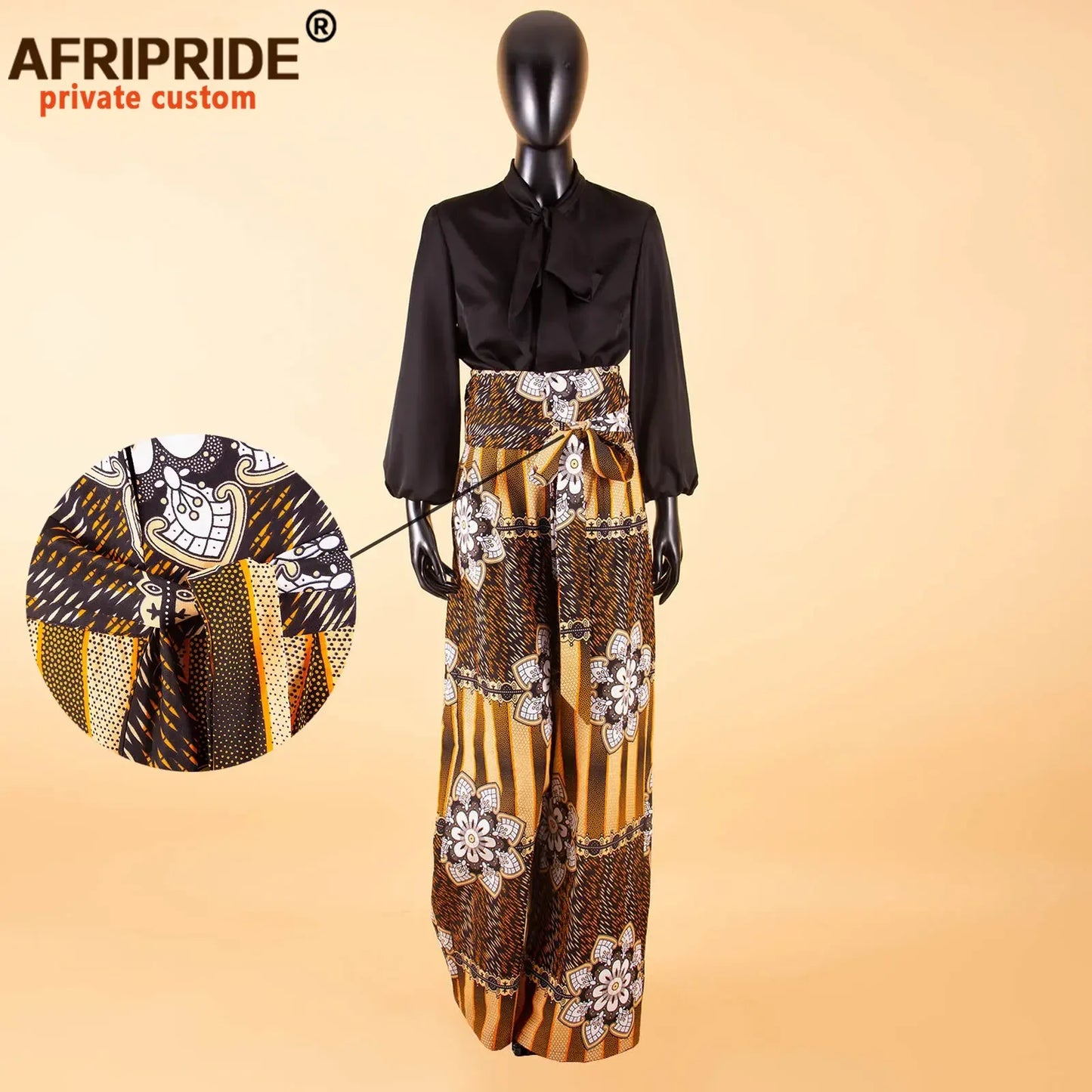 2026African Pants for Women Plus Size Wear Trousers Customzied High Waist Full Length Back Zipper Pants with Sashes A1821002
