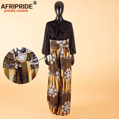 2026African Pants for Women Plus Size Wear Trousers Customzied High Waist Full Length Back Zipper Pants with Sashes A1821002