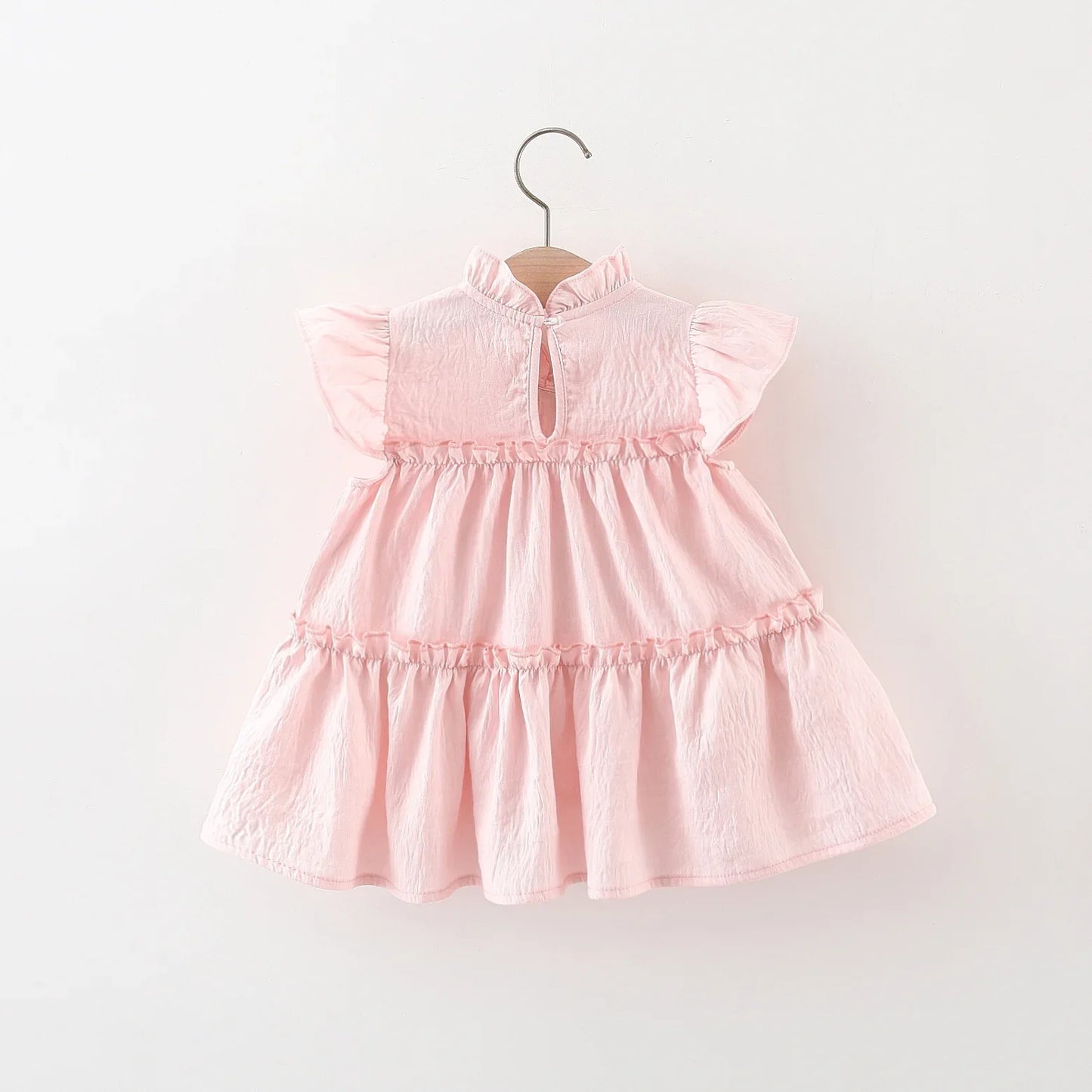 Summer New Pink Tulip Baby Girl Dress, Cute Ruffled Sleeve Children'S Clothing For Babies Aged 9 Months To 4 Years Old