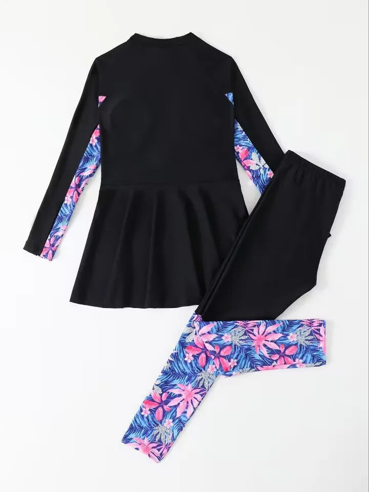 2026 Girls Swimsuit Kids Swimwear Female Long Sleeve Beach Dress & Pants Children's Bathers Bathing Swimming Swim Suit Beachwear