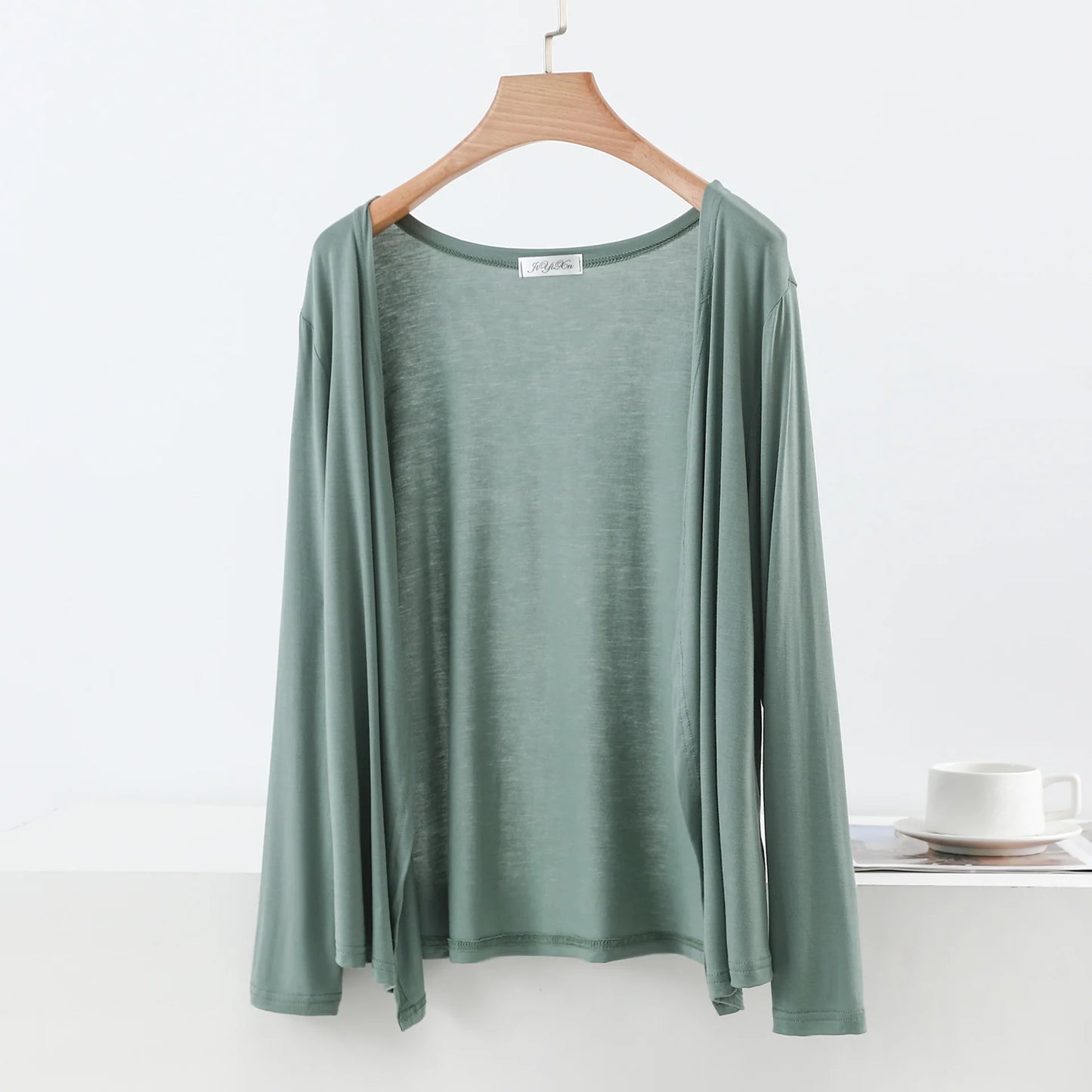Plus size L to 6XL Women's Modal Cardigan Long sleeves shirt Sun Protection Loose Air-conditioned cover up front-open Tops