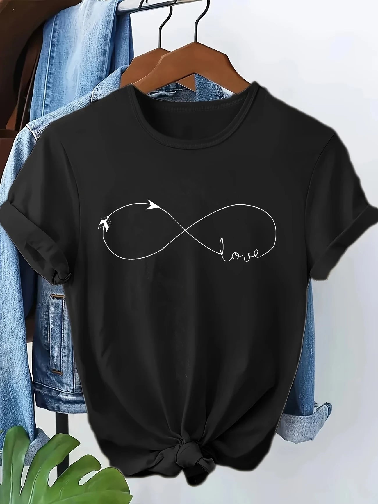 Woman Tops Funny Fashion T-shirt Love Heart & Letter Print Short Sleeve T Shirt Clothing Top Tee Summer Ladies Girls Shirt