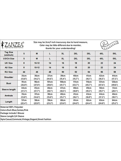 ZANZEA Women Elegant Slit-Cuffs Blouses Fashion Square Neck 3/4 Puff Sleeve Solid Color Blusas Mujer Casual Commute Office Tops