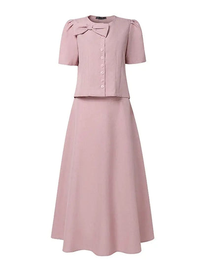 2026 ZANZEA Summer Outfits Elegant Women OL Work Dress Sets Short Sleeve Cropped Shirt A Line Skirt Suit Office 2 Pieces Sets