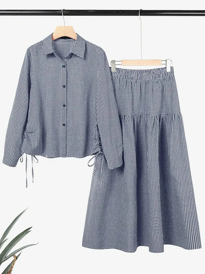 2026 ZANZEA Summer Women Long Sleeve Shirt Dress Sets Muslim 2 Piece Sets Hijab Outfits Casual Striped Work Skirt Suit Ramadan