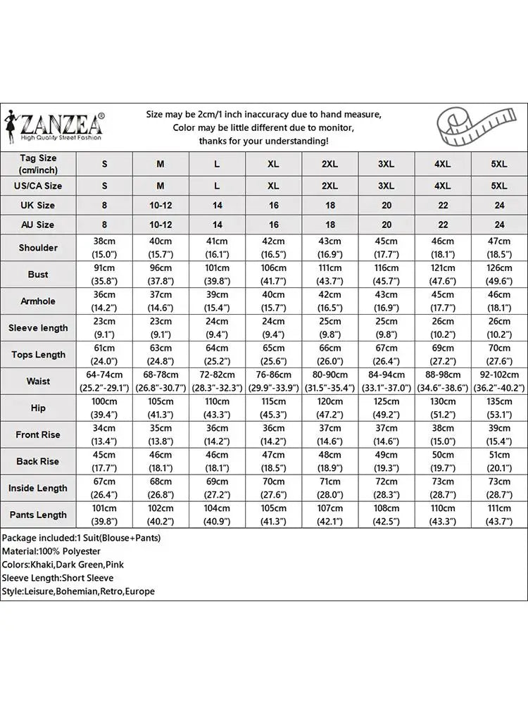 Summer Fashion OL Pant Sets ZANZEA 2PCS Women Outfits Short Sleeve Tops Wide Leg Trousers Suits Elegant Work Tracksuits Oversize