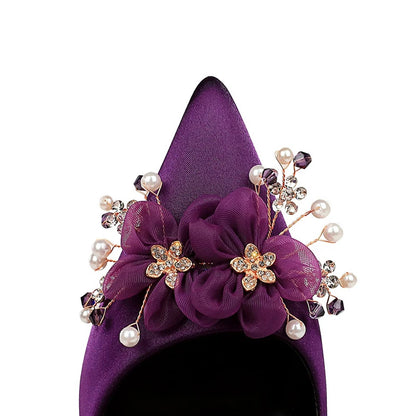 BIGTREE Shoes Flower Bead Design Women Pumps Silks Satins High Heels Luxury Banquet Shoes Stiletto Heels 10 Cm Ladies Shoes 2026
