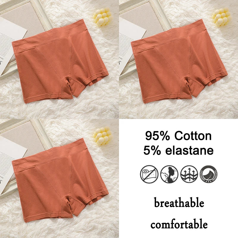 FINETOO 3Pcs Women Sexy Body Shaping Cotton Safety Boxer Shorts Skin Friendly Soft Cotton Fabric Panties Daily Wear Underwear