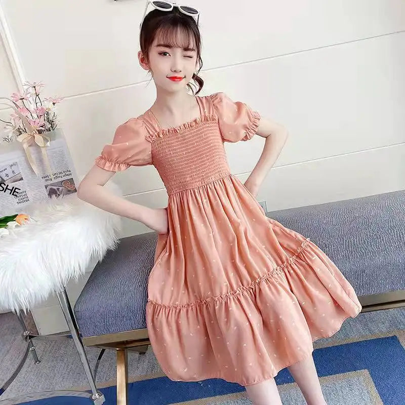 Fashion Summer 2026 Girls Cute Dress Party Kids School Dresses Costumes Children Princess Clothes Teen Vestidos 4 6 8 10 12 Year
