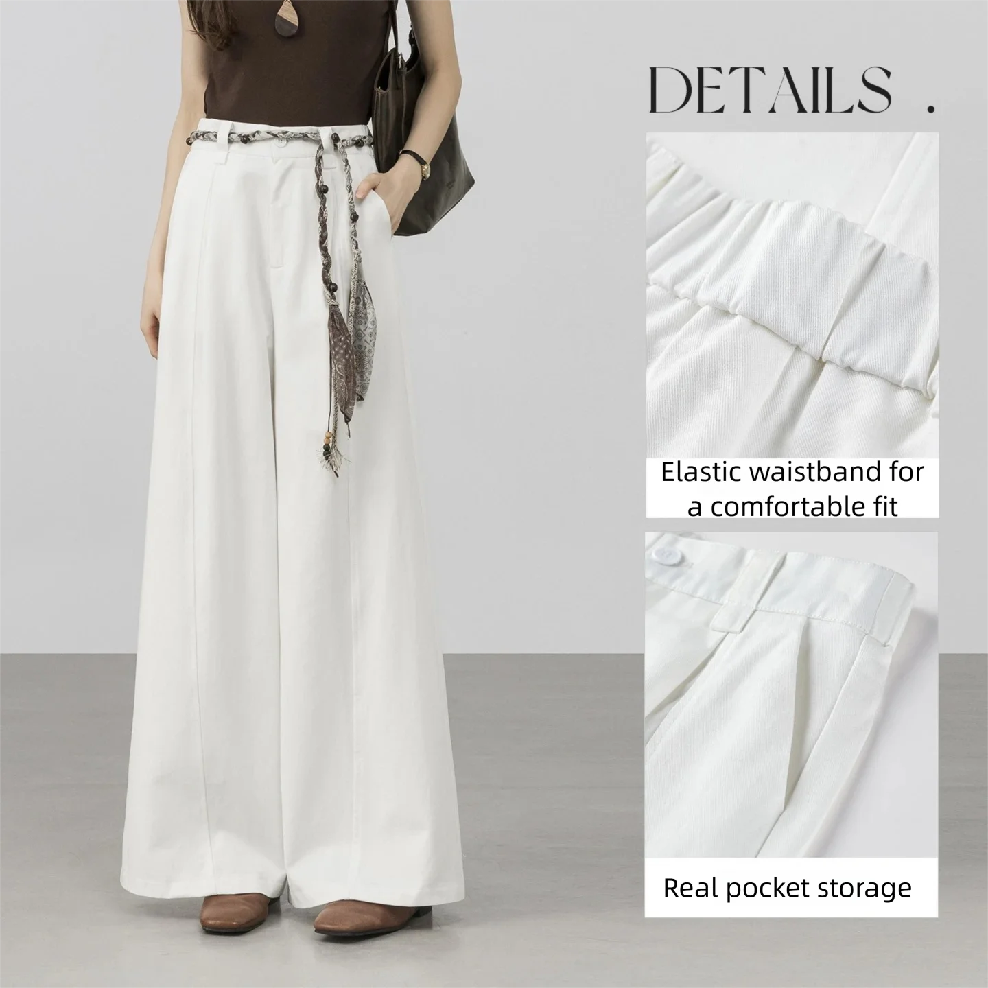 SENTUBILA Women's Wide Leg Baggy Pants 2026 Spring Lyocell Cotton Loose Full Length Trouser Elastic Waist Pant Woman W61KD6035