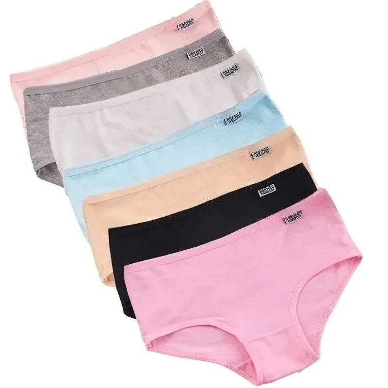 7 Pack Cotton Panties for Women Soft Breathable Solid Briefs Everyday Underwear Comfortable
