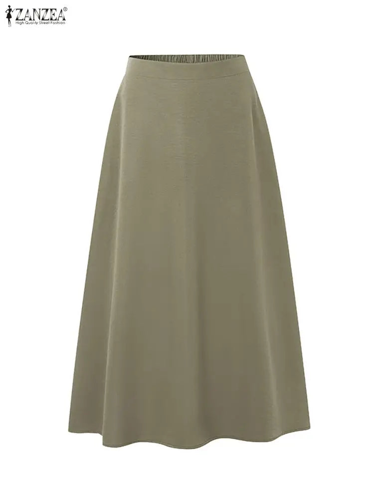 ZANZEA Elegant Chic Women 2 Pieces Skirt Sets Fashion Asymmetrical Hem Blouses and A-Line Midi Skirts 2pcs Suits Commute Outfits