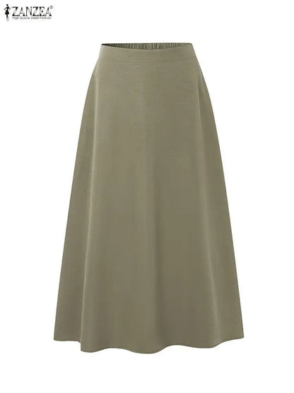 ZANZEA Elegant Chic Women 2 Pieces Skirt Sets Fashion Asymmetrical Hem Blouses and A-Line Midi Skirts 2pcs Suits Commute Outfits