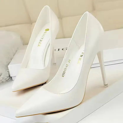 BIGTREE Shoes Women Pumps Pu Leather High-heeled Shoes Fashion Wedding Shoes Stiletto Heels Sexy Party Shoes Large Size 42 43