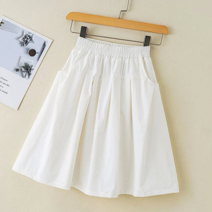 Preppy Style Over The Knee Pleated Skirt for Tween Girls Knee Length Schoolgirl Skirt Spring Autumn Seasonal Casual Wear