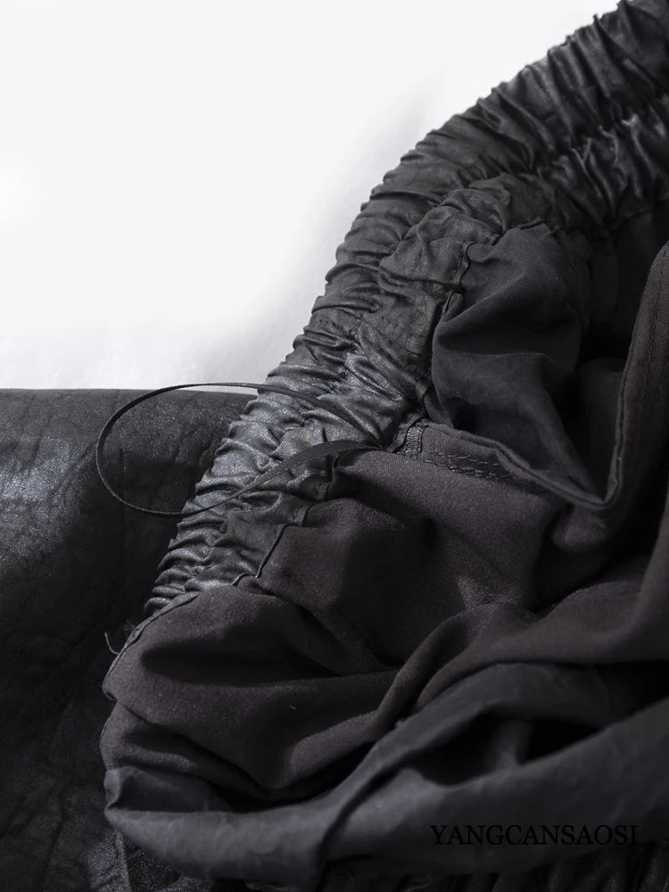 Plus Size Simple Black 100% Natural Mulberry Silk Fragrant Cloud Silk Turtle Crack Temperament Versatile Loose Wide Leg Pants