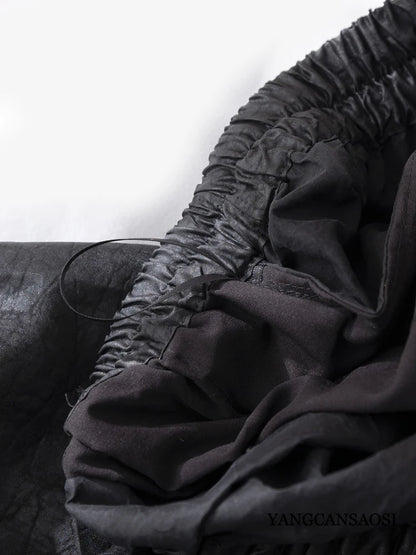 Plus Size Simple Black 100% Natural Mulberry Silk Fragrant Cloud Silk Turtle Crack Temperament Versatile Loose Wide Leg Pants