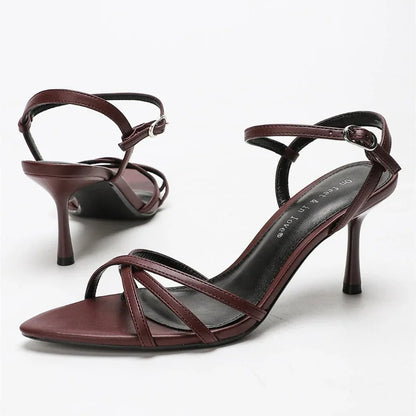 Fashion Square Toe Ankle Strap Buckle Slide Sandals Elegant Cross Tied Open Toe Women Sandals Simple Comfort Plus Size Sandals