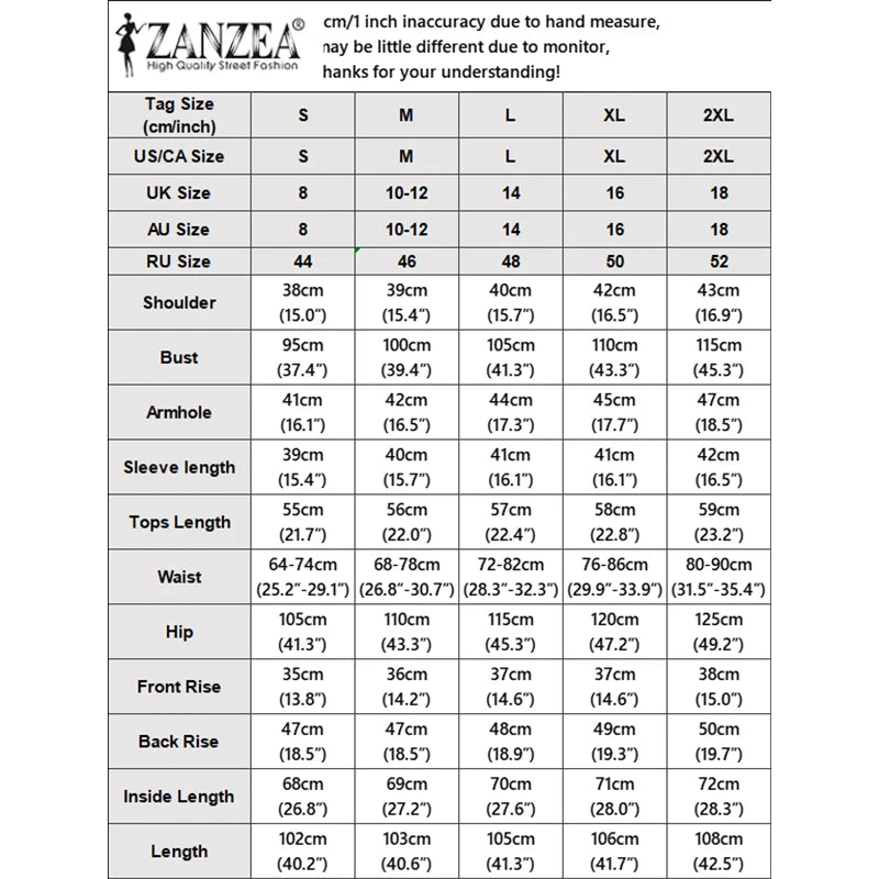 ZANZEA Women Minimalist Pant Sets 3/4 Lantern Sleeve Blouse & Wide Leg Pant Loose 2 Piece Suits Female Commute Work Outfits