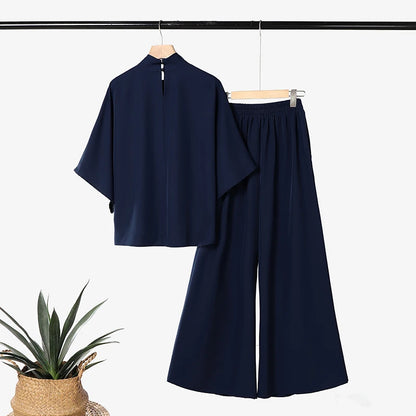 ZANZEA Summer Matching Stes Fashion Women Half Sleeve Blouse Wide Leg Pants Sets Casual Solid OL Work Outfits 2 Pieces Tracksuit