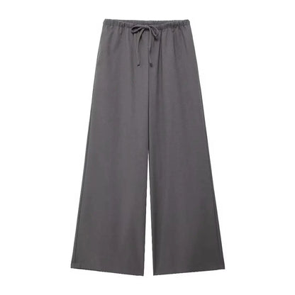 HH 2025 Spring Women Fashion Linen Suits New Solid Cardigan Kimono Top + Versatile Outerwear Female Wide Leg Long Pant