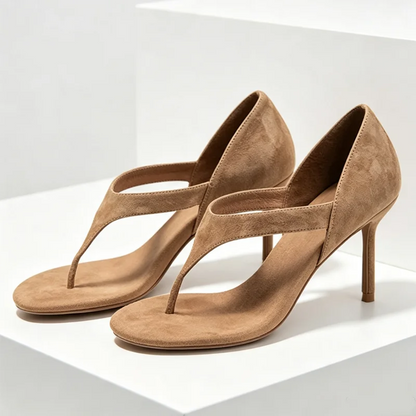 Novelty Design Faux Suede Clip Open Toe Cut-Out Heeled Sandals Women High Quality Stiletto Heels Flip Flops Cover Heel Sandalias