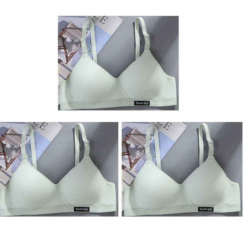 3pcs Women Thin Wireless Bra Girl Seamless Push Up Bra Student Comfort V-Shaped Underwear Adolescent Breathable Comfort Lingerie