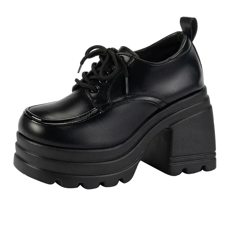 Lolita Shoes for Women Mary Jane New Lace Up Loafers Girls Students JK Uniform High Heels Platform Shoes Cosplay Female Shoes