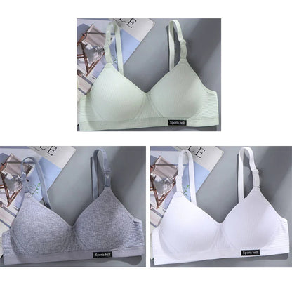 3pcs Women Thin Wireless Bra Girl Seamless Push Up Bra Student Comfort V-Shaped Underwear Adolescent Breathable Comfort Lingerie