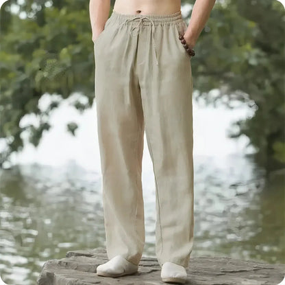 New Men's Beach Pants Joggers Fashion Cotton Linen Sweatpants Casual Pants Hawaiian Vacation Loose Spring/Summer Long M-4XL