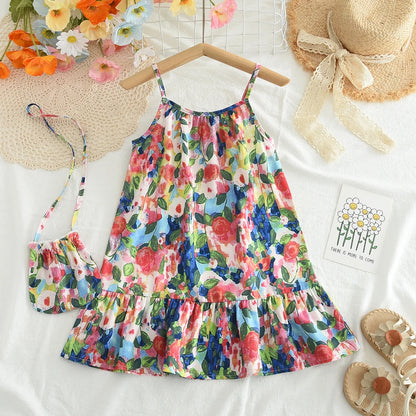 Bear Leader Summer Girls Dress Casual Princess Dresses Sleeveless Print Flower Costumes Kids Vestidos Cotton Floral Dress 2-7Y