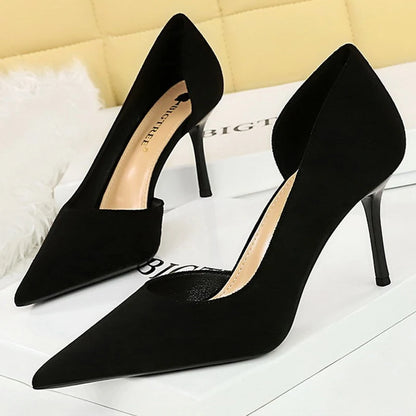 BIGTREE Shoes Woman Pumps Stylish Minimalist Slim Heel High Heels Suede Ladies Shoes Stiletto Comfort Women Heels Plus Size 43