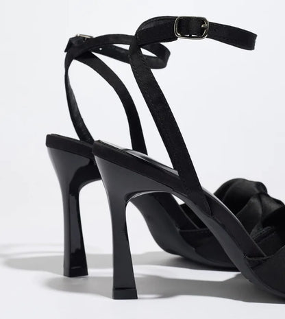 Sexy Pointed Toe High Heel Sandals Women Luxury Satin Ankle-Strap High Heels for Ladies Street-style Women's Sandals Summer 2026
