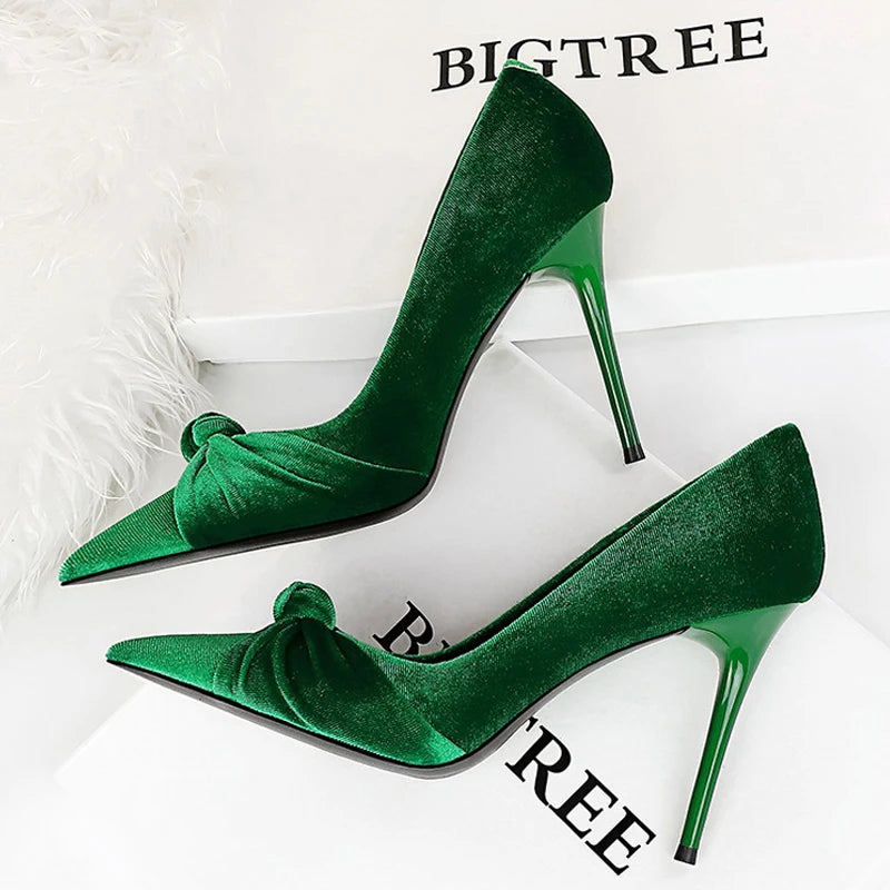BIGTREE Shoes Bowknot Suede Women Pumps Fashion New High Heels Pointed Stilettos Women Heels 2026 New Design Pumps Plus Size 43