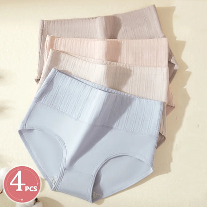4Pcs Plus Size M-5XL Panties Women Cotton High Waist Slimming Underwear Seamless Girls Briefs Sexy Female Breathable Lingerie